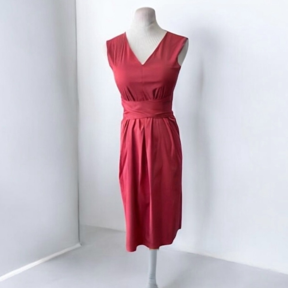 Max Mara Cotton Blend Tie Zip Back Dress Size 4